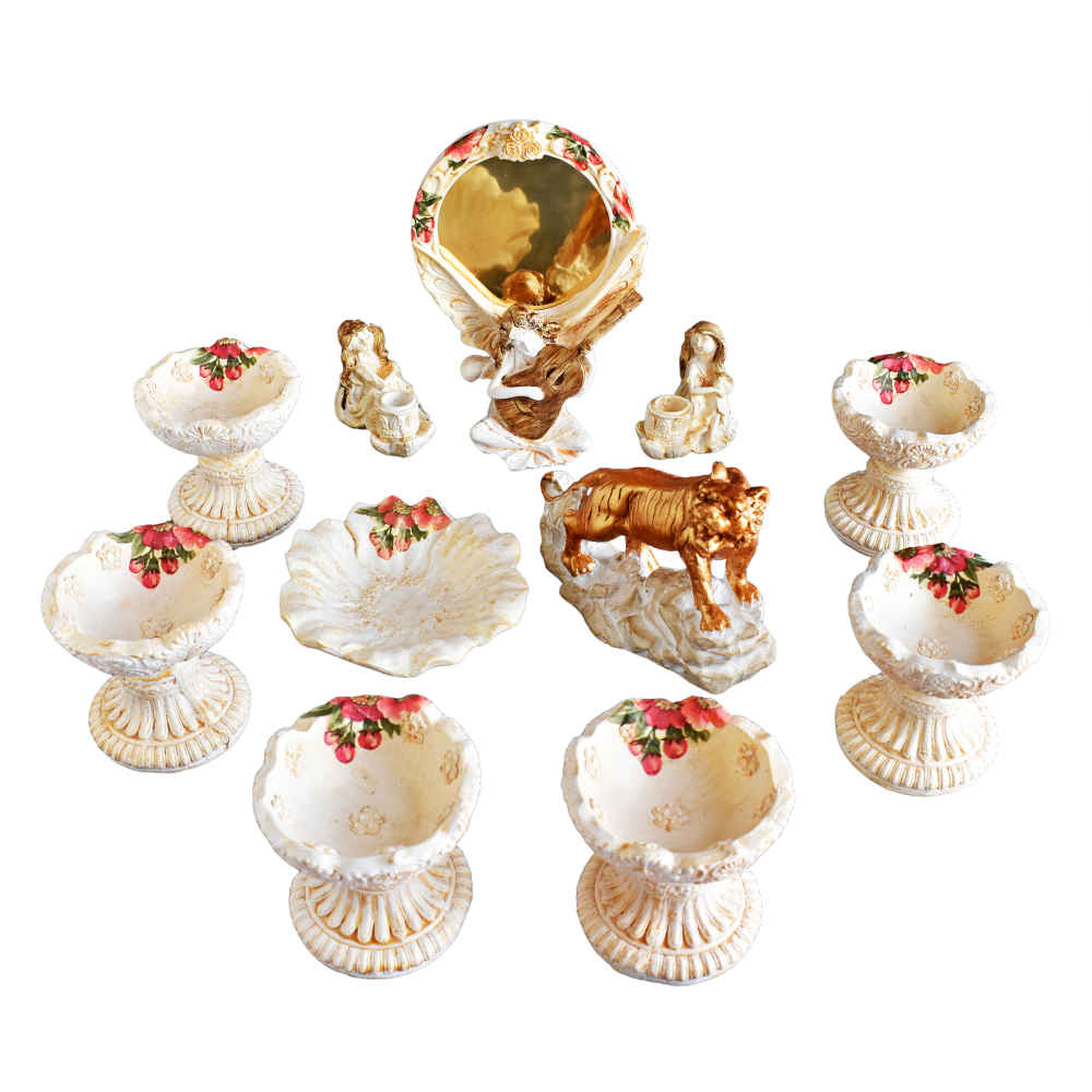 Haftseen Set Dishes with Mirror suitable for Nowruz Delnavaz (11 Pcs)
