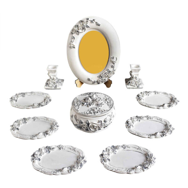 Haftseen Set Dishes with Mirror suitable for Nowruz Ghazal (10 Pcs)