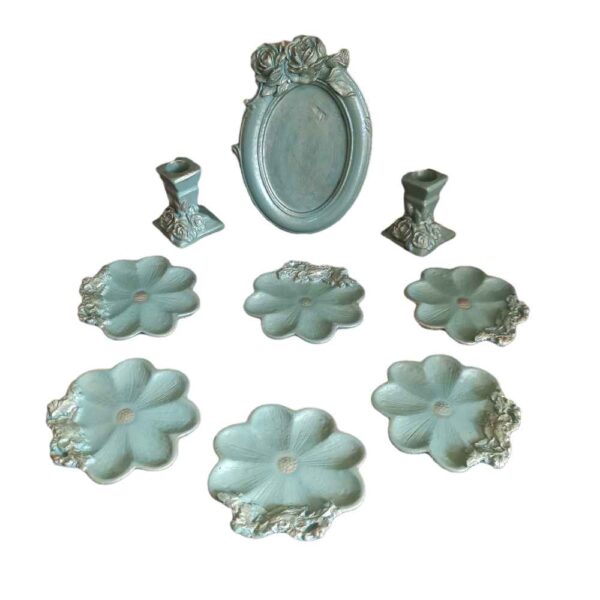 Haftseen Set Dishes with Mirror suitable for Nowruz Gol (9 Pcs)