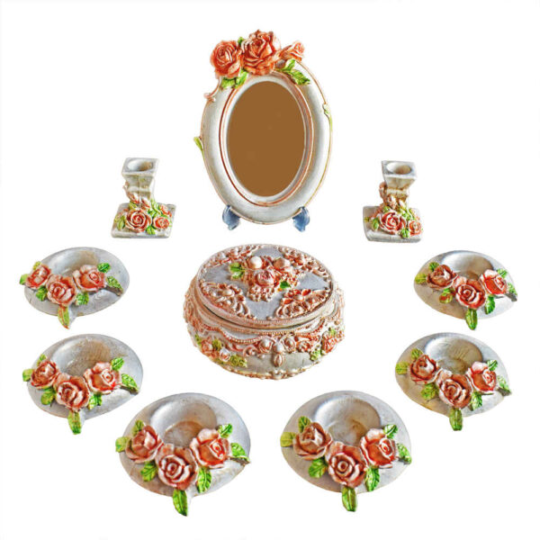 Haftseen Set Dishes with Mirror suitable for Nowruz Golbahar (10 Pcs)