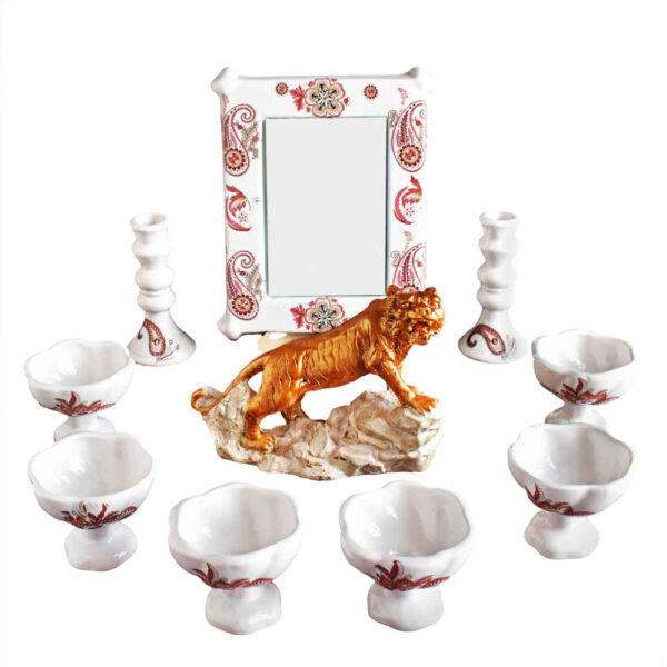 Haftseen Set Dishes with Mirror suitable for Nowruz Jeyran (10 Pcs)