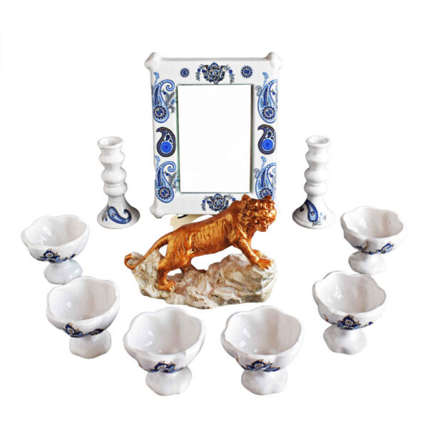 Haftseen Set Dishes with Mirror suitable for Nowruz Mandegar (9 Pcs)