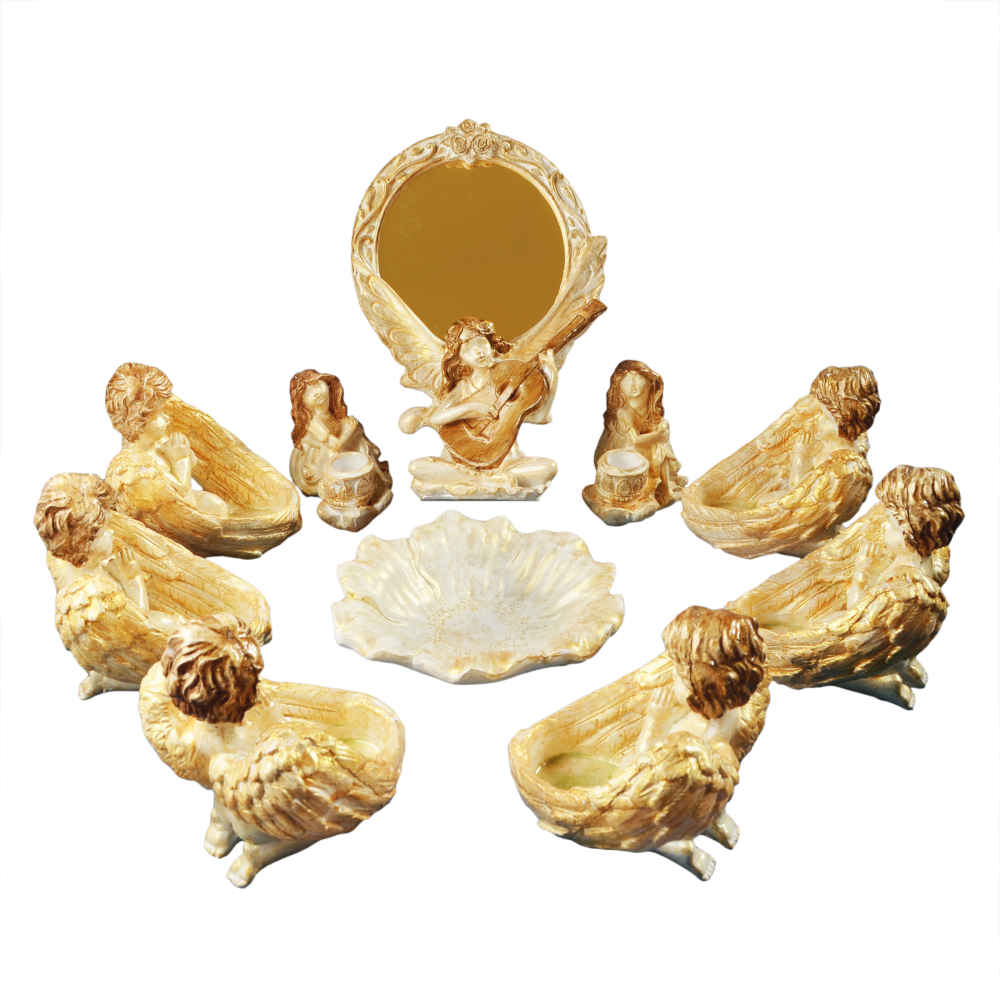 Haftseen Set Dishes with Mirror suitable for Nowruz Parsa (10 Pcs)