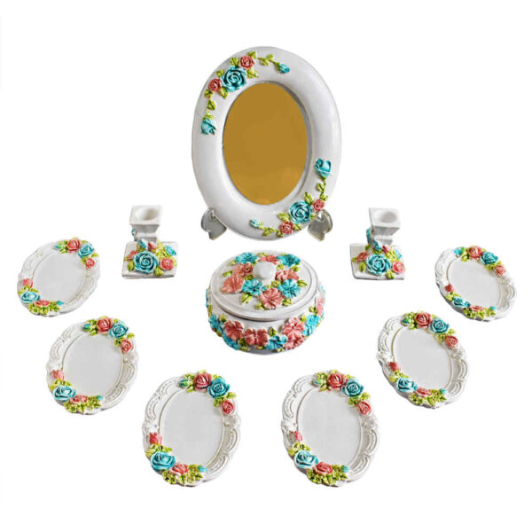 Haftseen Set Dishes with Mirror suitable for Nowruz Ramesh (10 Pcs)