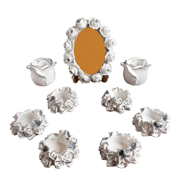 Haftseen Set Dishes with Mirror suitable for Nowruz Solaleh (10 Pcs)