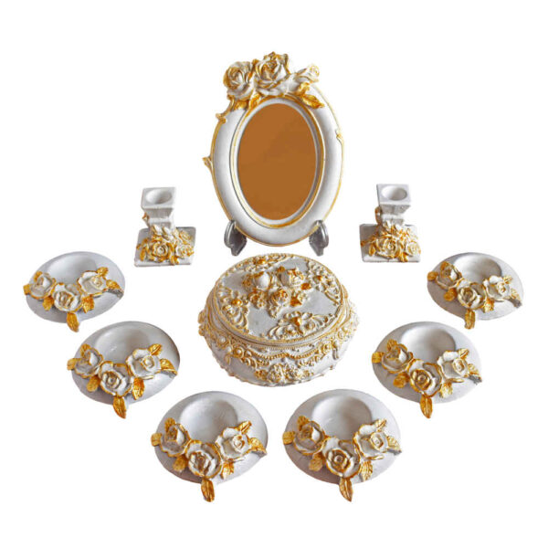 Haftseen Set Dishes with Mirror suitable for Nowruz Zar Negar (10 Pcs)