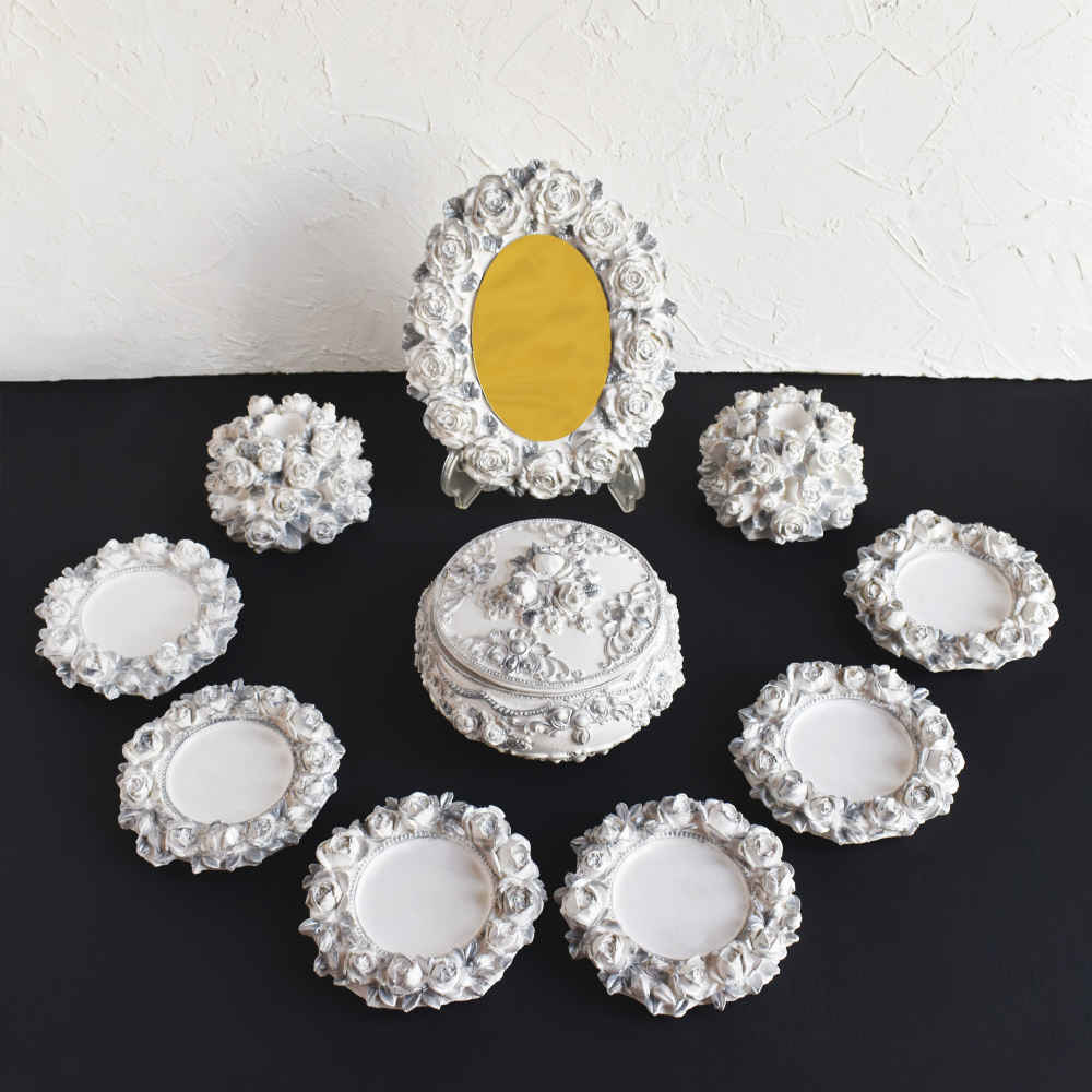 Haftseen Set Dishes with Mirror suitable for Nowruz Zargol (10 Pcs)