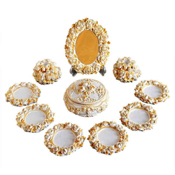 Haftseen Set Dishes with Mirror suitable for Nowruz Zargol (10 Pcs)