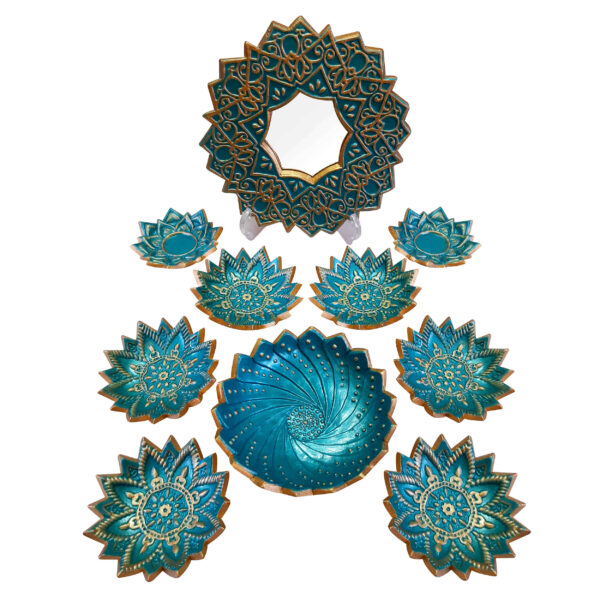 Haftseen Set Dishes with Mirror suitable for Nowruz Mahya