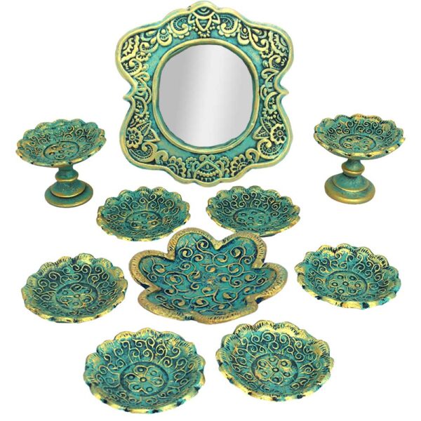Haftseen Set Dishes with Mirror suitable for Nowruz Orsi