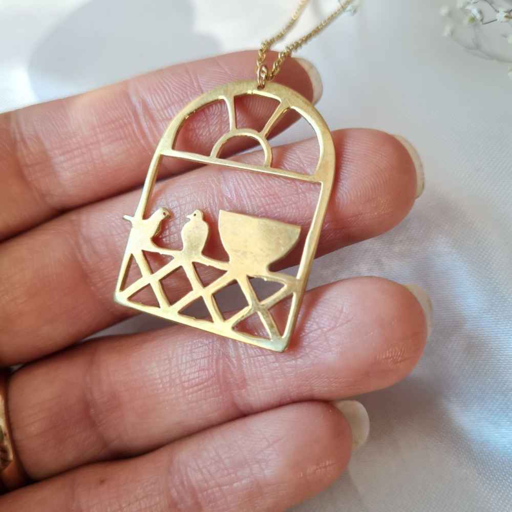 Persian Brass Necklace Minimalist for Women Morghe Amin