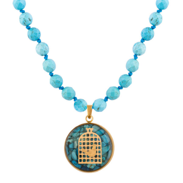 Persian Gold Plated Necklace Morghe Amin with Turquoise