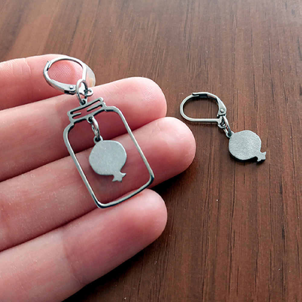 Persian Steel Earrings Model Pomegranate