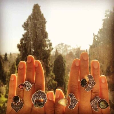 Traditional Persian Purple Amethyst Silver Ring For Women