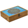 Tile Motif Tea Organizer – Wooden Box with Compartments