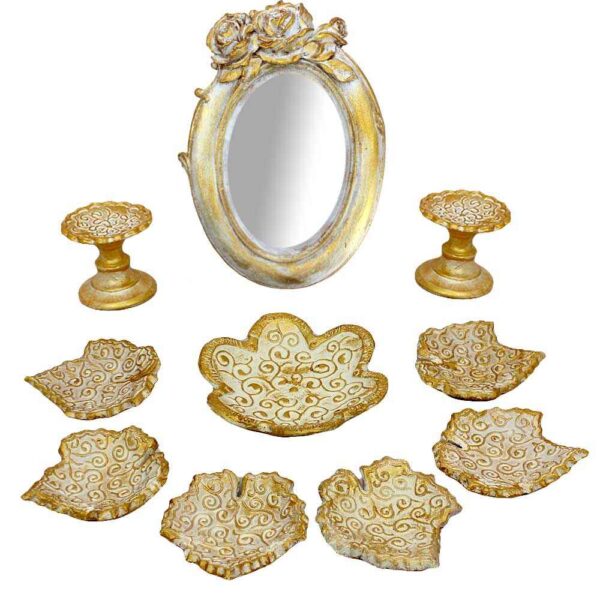 Pottery Haftseen Set Dishes with Mirror suitable for Nowruz Barg