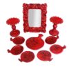 Pottery Haftseen Set Dishes with Mirror suitable for Nowruz Pomegranate