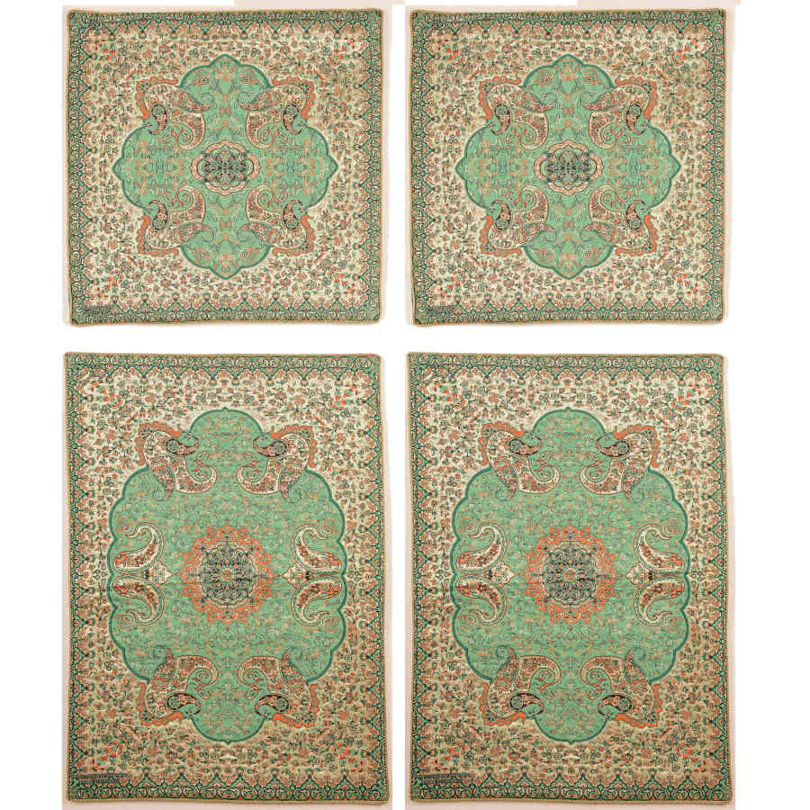 Persian Bedspread Set – Oriental Style Double Size with Termeh Fabric – Green Reyhan