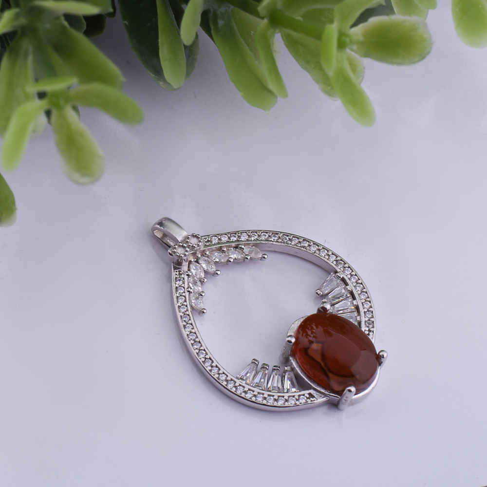 Persian Silver Pendant Classic Style with Agate Gemstone Ravak