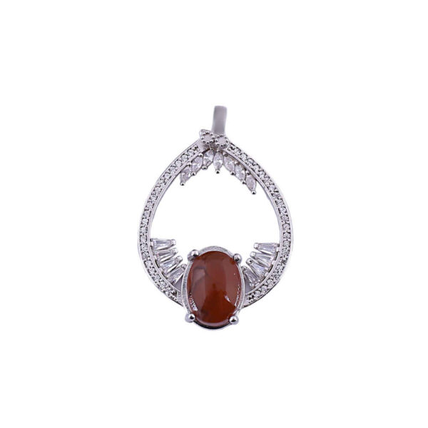 Persian Silver Pendant Classic Style with Agate Gemstone Ravak