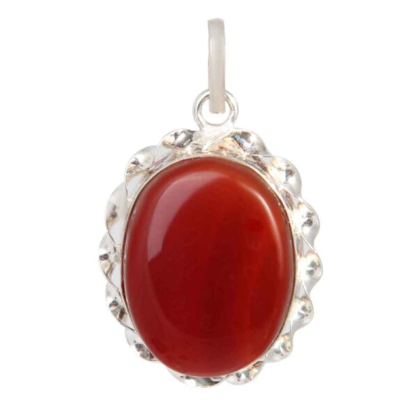 Persian Silver Pendant Classic Style with Agate Gemstone Taraneh