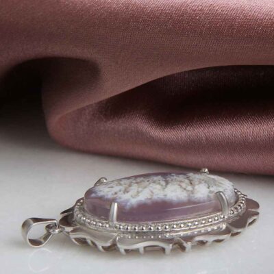 Persian Silver Pendant Classic Style with Dendritic Gemstone Minu