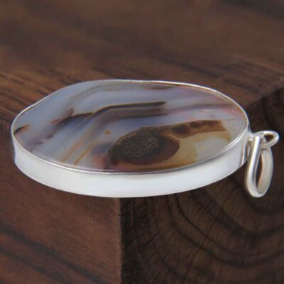 Persian Silver Pendant Classic Style with Dendritic Gemstone Shajar