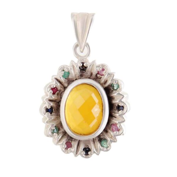 Persian Silver Pendant Classic Style with Agate Gemstone Sam