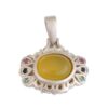 Persian Silver Pendant Classic Style with Agate Gemstone Sea
