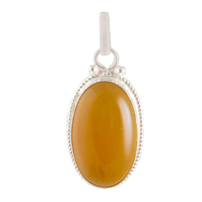 Persian Silver Pendant Classic Style with Agate Gemstone Yar