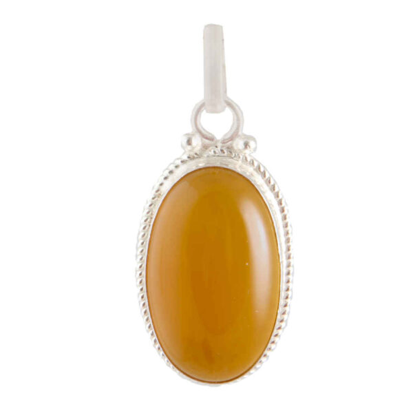 Persian Silver Pendant Classic Style with Agate Gemstone Yar