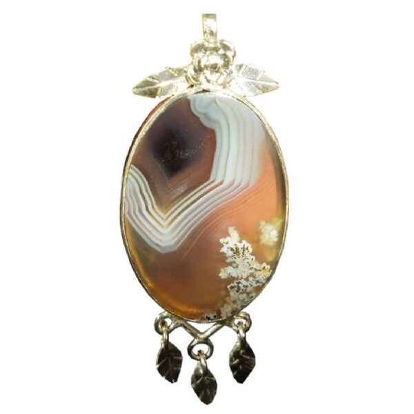 Persian Silver Pendant Classic Style with Sulemani Agate Gemstone Farinaz