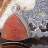 Persian Engraved Silver Pendant with Agate Gemstone Hassan