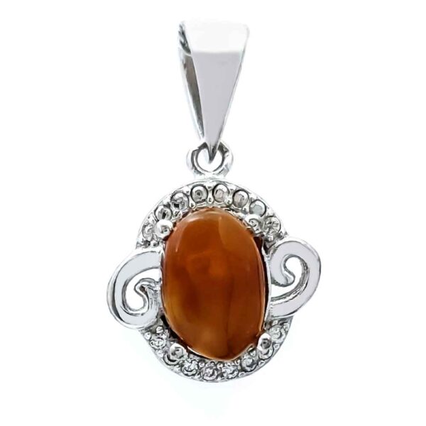Persian Silver Pendant Classic Style with Yemeni Aqeeq Gemstone Zina