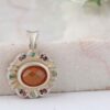 Persian Silver Pendant Classic Style with Yemeni Aqeeq Gemstone Sarvin