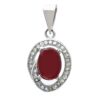 Persian Silver Pendant Classic Style with Yemeni Aqeeq Gemstone Sorkh