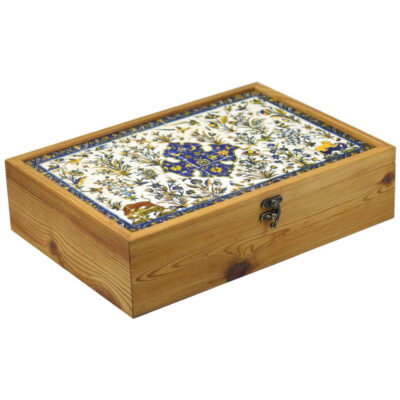 Wooden Tea box Organizer with chests and Persian Pattern Basir