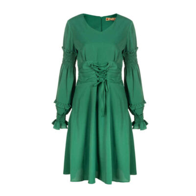 Women’s Fashion Dress – Long Sleeves in Green Model Taranom