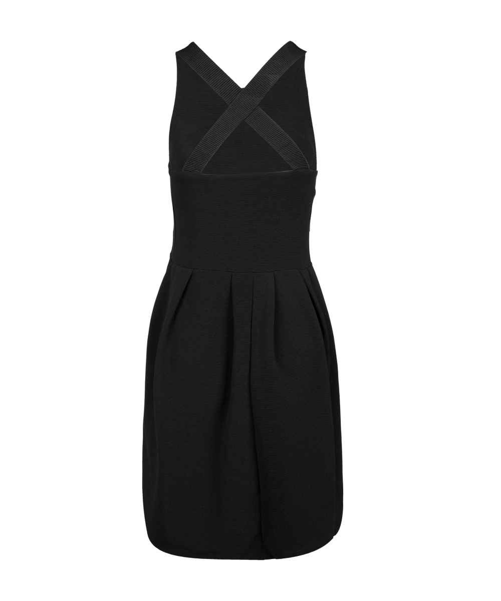 Women’s Fashion Sleeveless Dress with V-Neckline in Black Model Karen