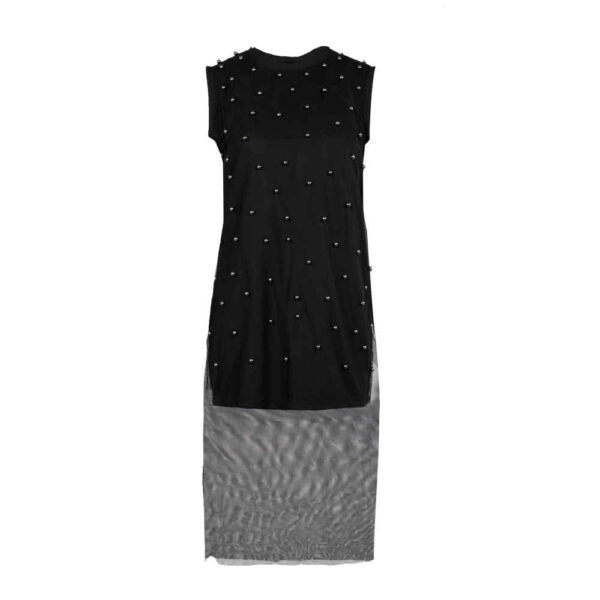 Women's Fashion Sleeveless Dress for Outdoor with Preal Design in Black