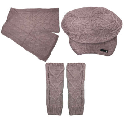 Women’s Knitted Hat and Scarf Set Model Lilac