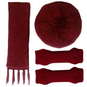 Women's Knitted Hat and Scarf Set Model Rose