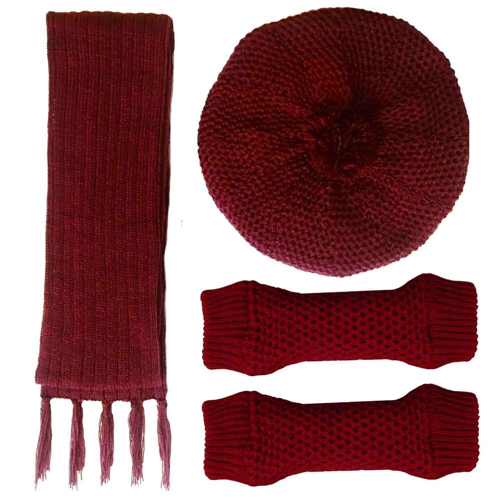 Women's Knitted Hat and Scarf Set Model Rose