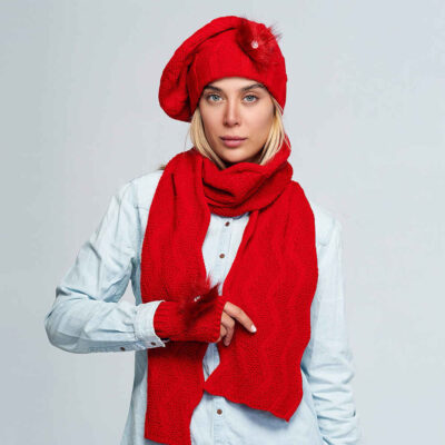 Women’s Knitted Hat and Scarf Set Model Sam