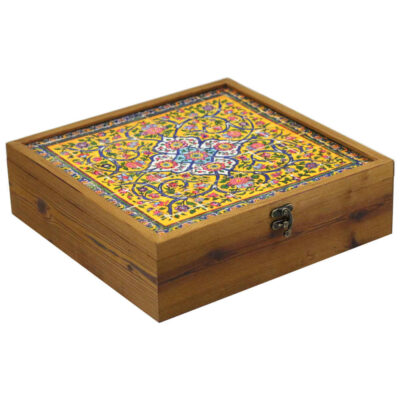 Wooden Tea box Organizer with chests and Persian Pattern Nava