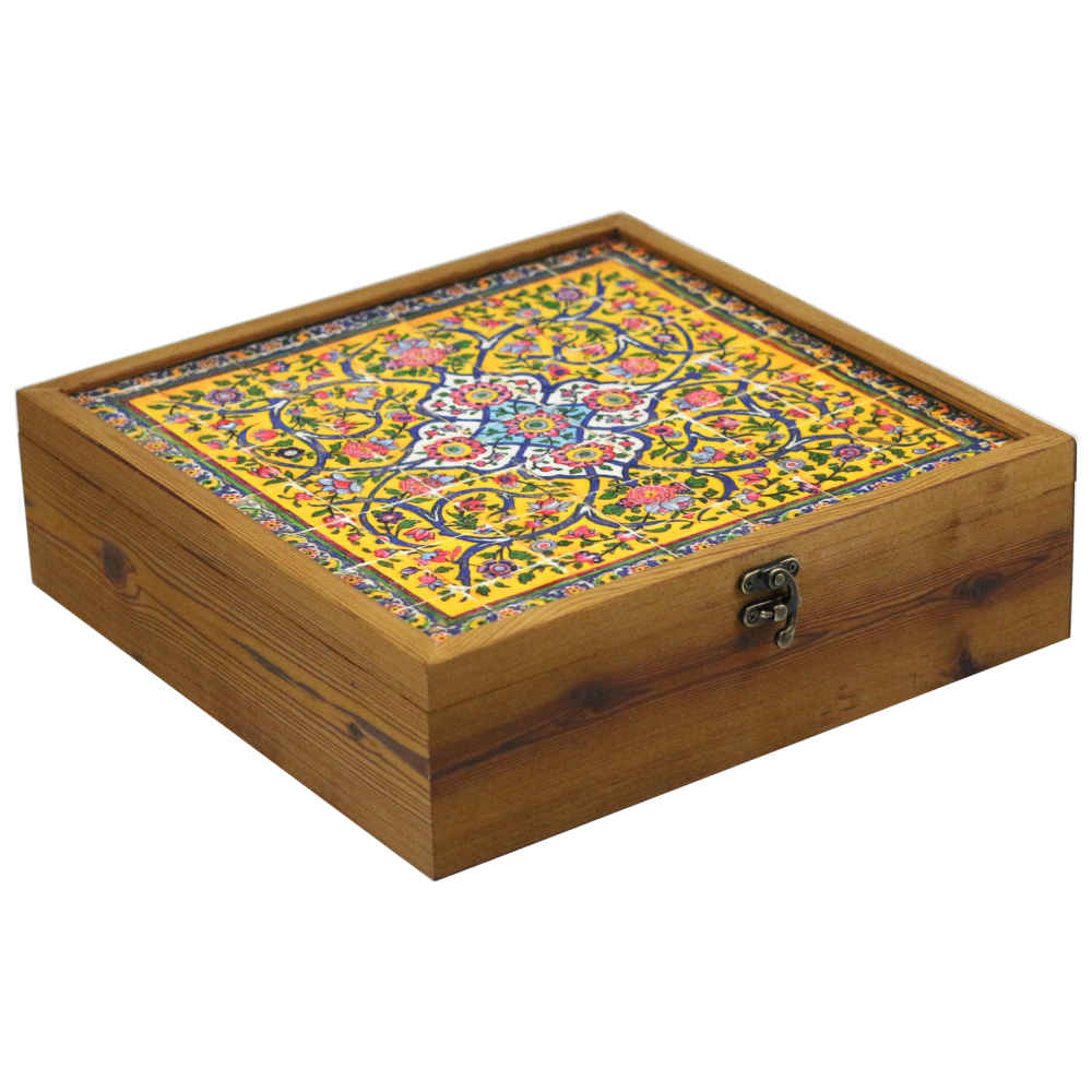 Wooden Tea box Organizer with chests and Persian Pattern Nava