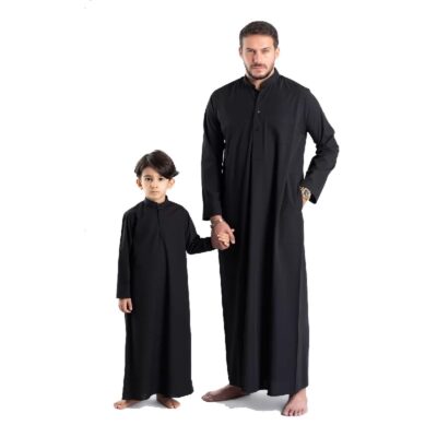 Black Dishdasha Thawb for Kids (Size 38–44) – Arab-Style Garment