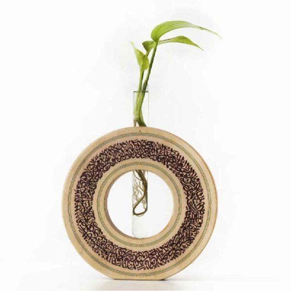 Decorative Wooden Terrarium Vase with Islamic Pattern