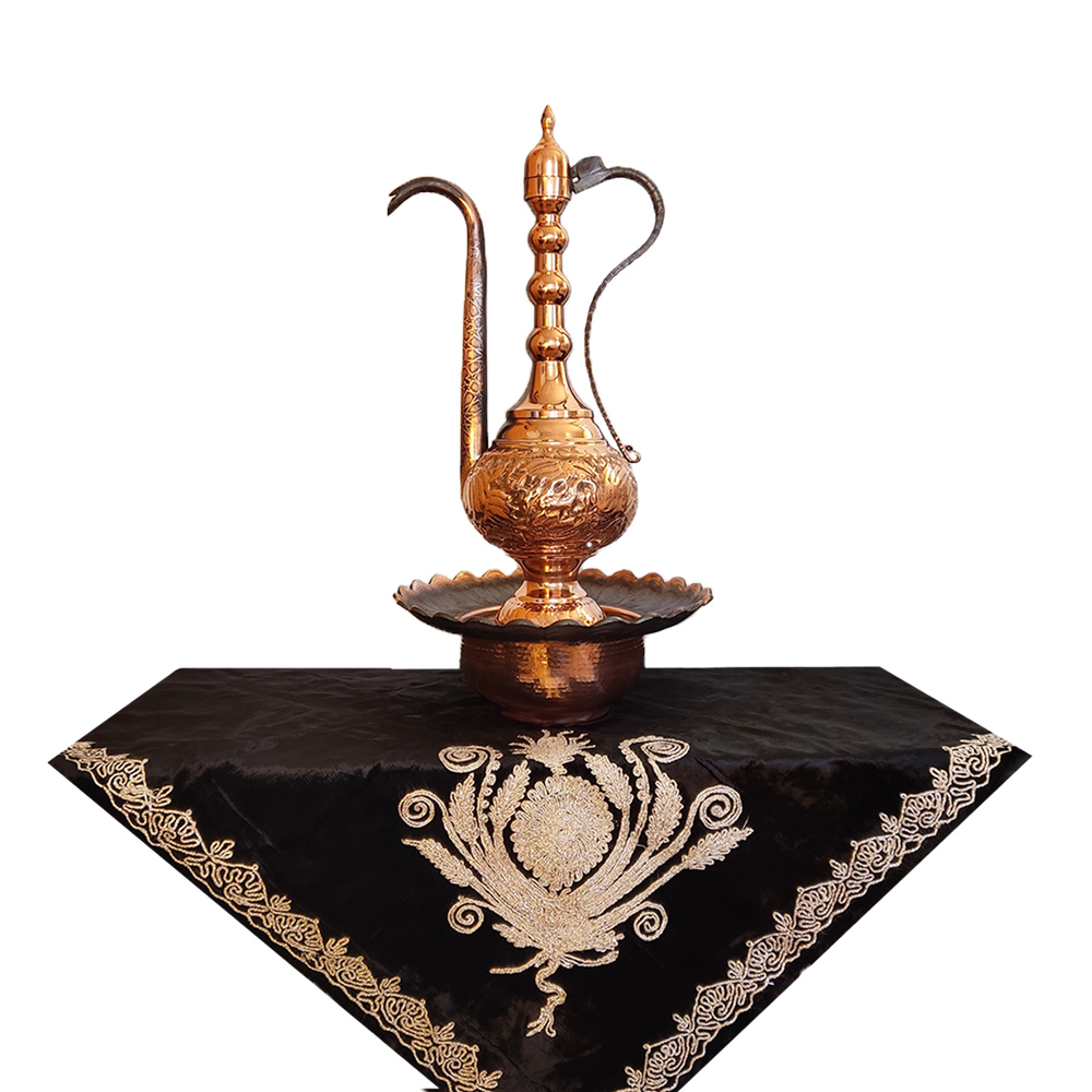 Decorative Persian Copper Aftabeh with Basin Bowl – Afra Model