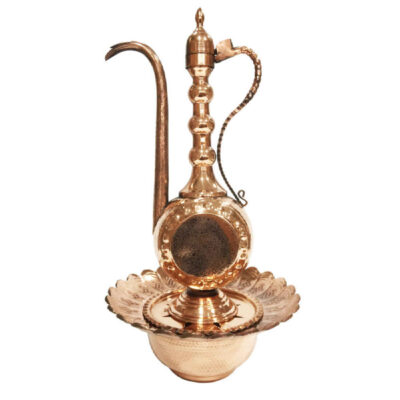 Decorative Persian Copper Aftabeh with Basin Bowl – Gol Model